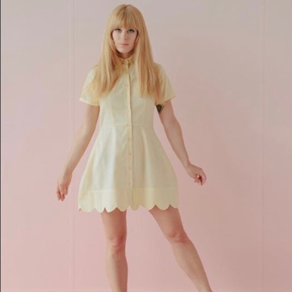 Samantha Pleet Wave Dress in Canary Yellow